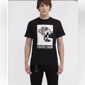 Roberto Cavalli T-shirt with Horse logo and print designer equestrian logo